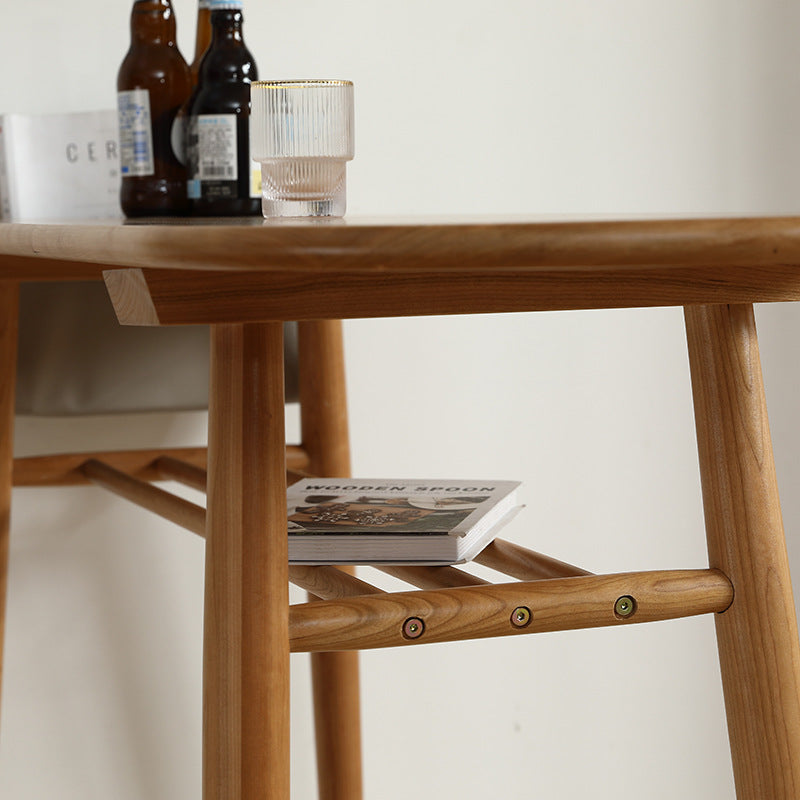 Contemporary Scandinavian Long Oval Cherrywood Bar Table 2-Tier For Dining Room