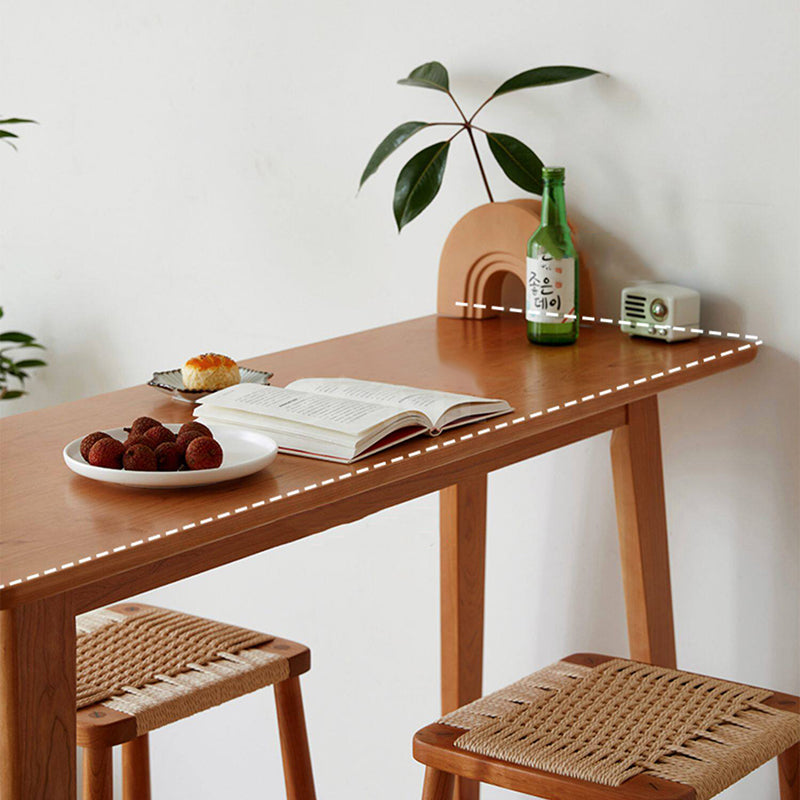 Modern Minimalist Rectangular Solid Cherry Wood Bar Table With Footrest Multi-Functional Console For Dining Room &amp; Living Room