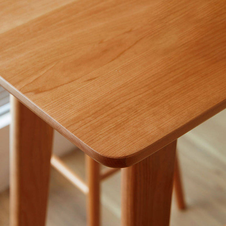 Modern Minimalist Rectangular Solid Cherry Wood Bar Table With Footrest Multi-Functional Console For Dining Room &amp; Living Room