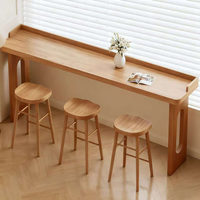 Modern Minimalist Solid Wood Rectangular Bar Table For Dining Room & Cafe