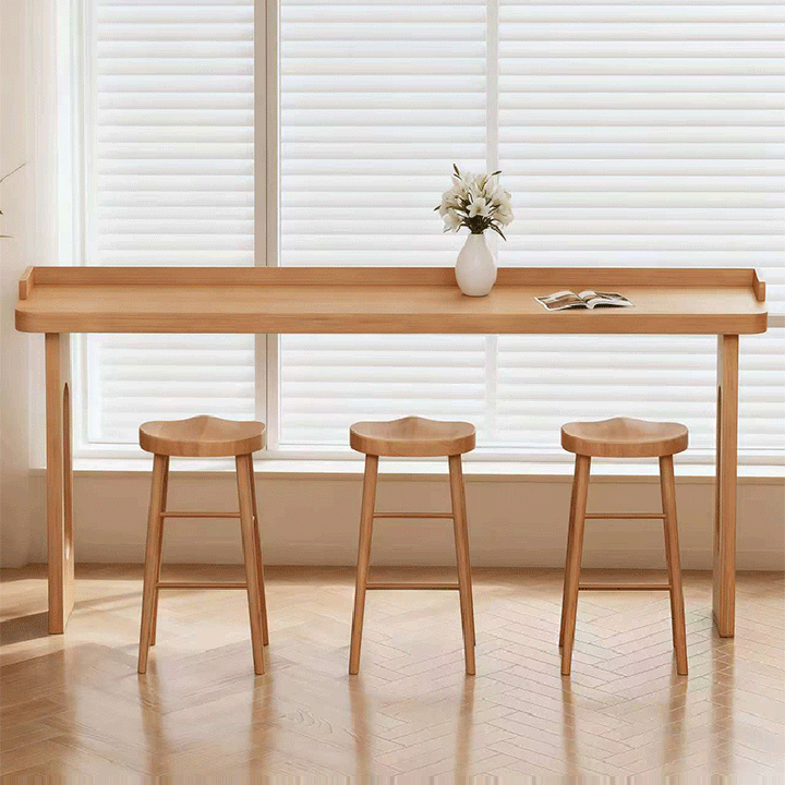 Modern Minimalist Solid Wood Rectangular Bar Table For Dining Room &amp; Cafe