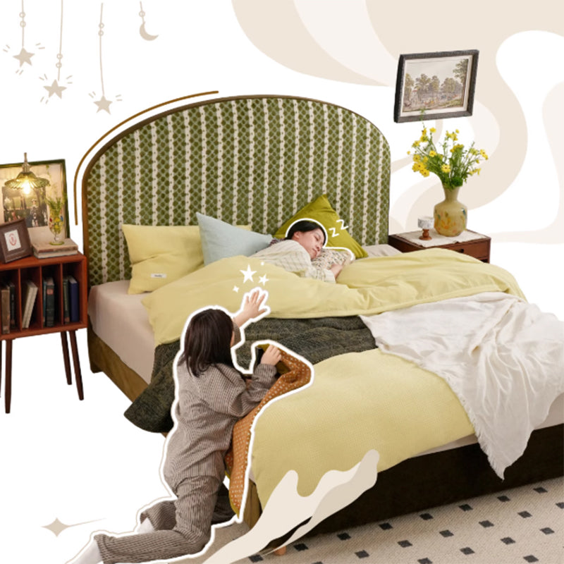 Removable Covers Beech Wood Bed Frame - Retro Customizable &amp; Eco-Friendly Bed