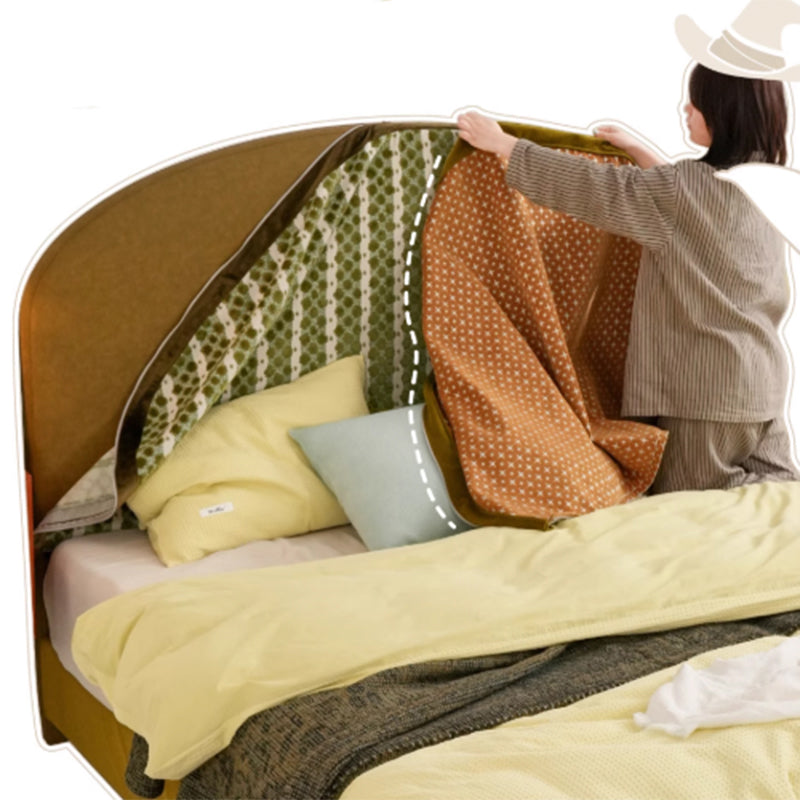 Removable Covers Beech Wood Bed Frame - Retro Customizable &amp; Eco-Friendly Bed