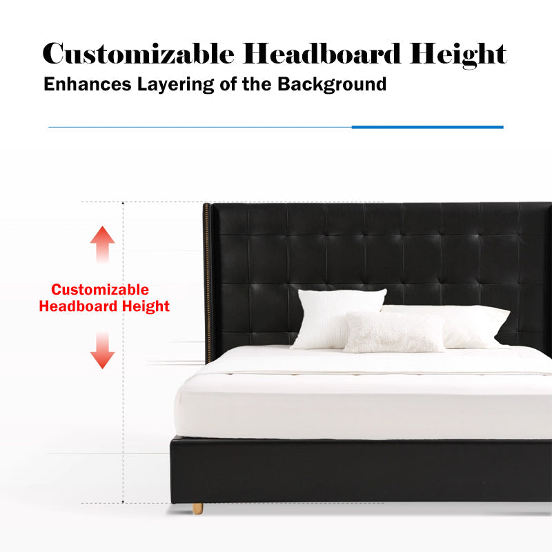 Elegant Pearl Microfiber Leather Upholstered Headboard Bed Frame - Luxury Refined Smooth Edges Bed For Your Bedroom