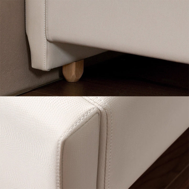White Vertical Channel Tufted Headboard Bed Frame - French-Style Soft Upholstery &amp; Clean Edge Bed For Your Bedroom