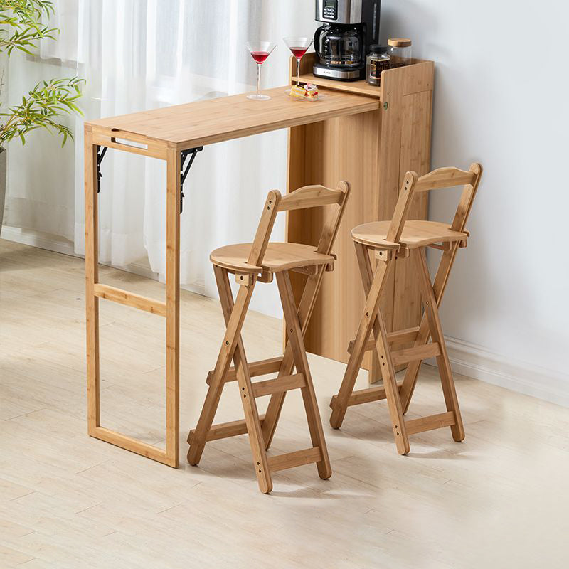 Modern Simplicity Bamboo Hardware Rectangular Foldable Bar Table &amp; Chair Set For Dining Room