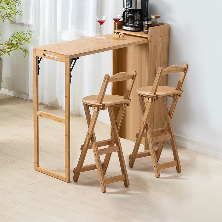 Modern Simplicity Bamboo Hardware Rectangular Foldable Bar Table &amp; Chair Set For Dining Room