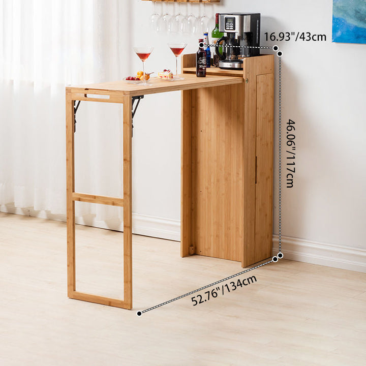 Modern Simplicity Bamboo Hardware Rectangular Foldable Bar Table &amp; Chair Set For Dining Room