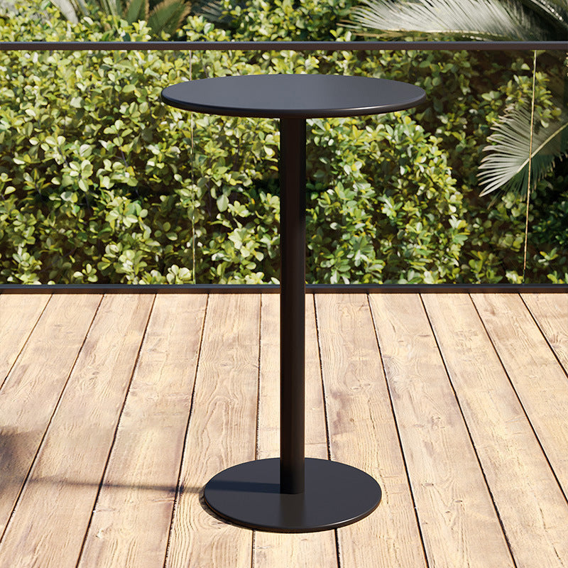 Modern Minimalist Round Iron Outdoor Bar Table 1-Tier For Garden
