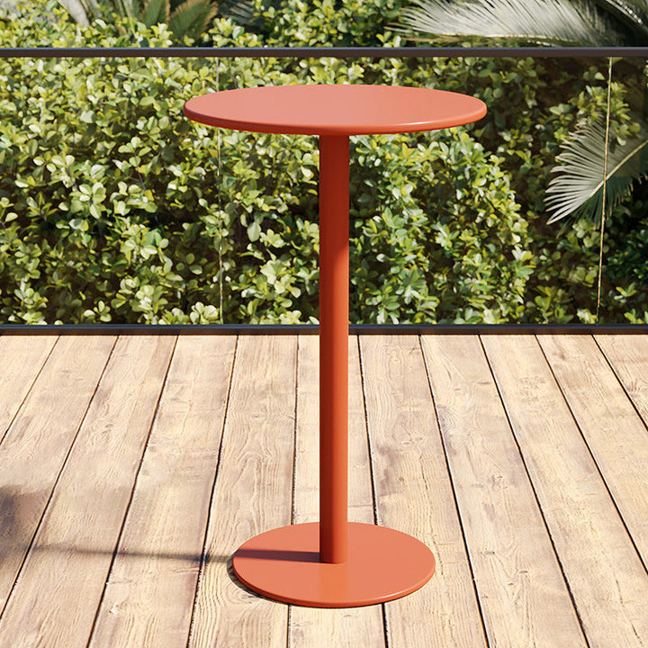 Modern Minimalist Round Iron Outdoor Bar Table 1-Tier For Garden