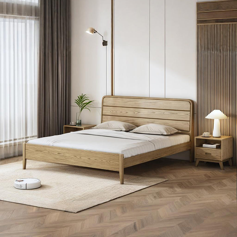 Premium Ash Wood Recessed Bed Frame - Home-Friendly Solid Support &amp; Sleek Look Bed For Bedroom