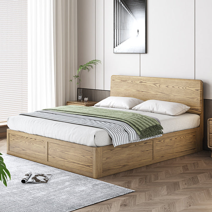 Versatile Minimalist Storage Bed Frame - All-Wood Lift-Top Design Bed For Bedroom