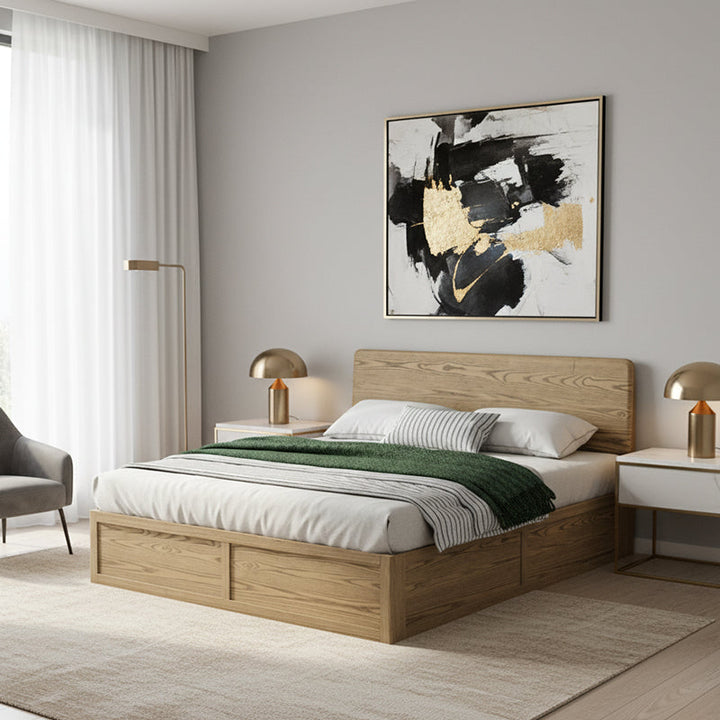 Versatile Minimalist Storage Bed Frame - All-Wood Lift-Top Design Bed For Bedroom