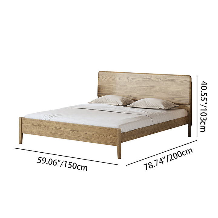 Traditional Rustic Flush-Edge Bed Frame - Full Ash Wood Frame &amp; Pine Slats Adjustable Height Bed For Bedroom