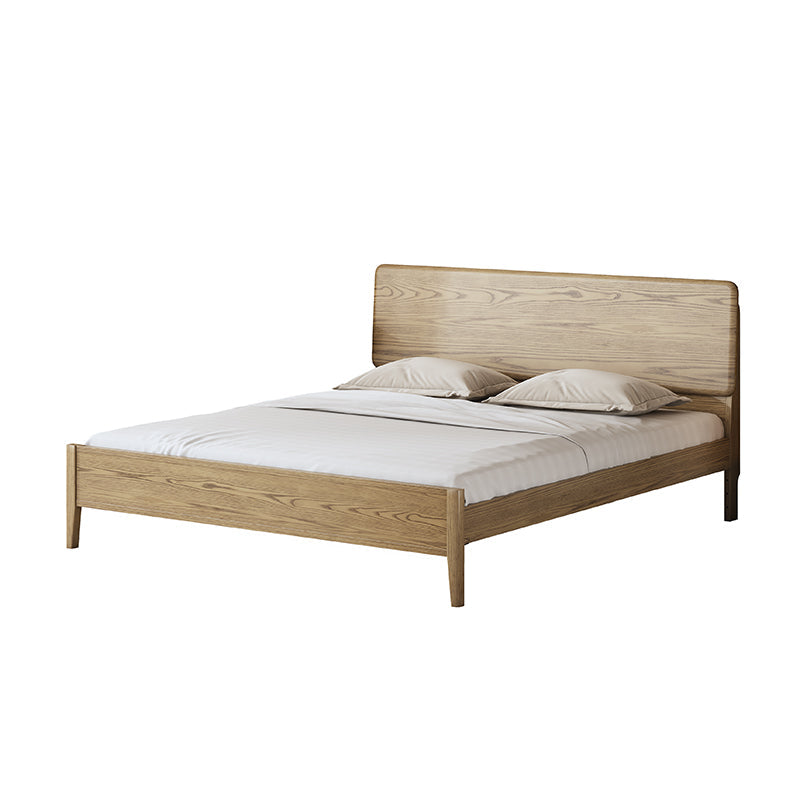 Traditional Rustic Flush-Edge Bed Frame - Full Ash Wood Frame &amp; Pine Slats Adjustable Height Bed For Bedroom