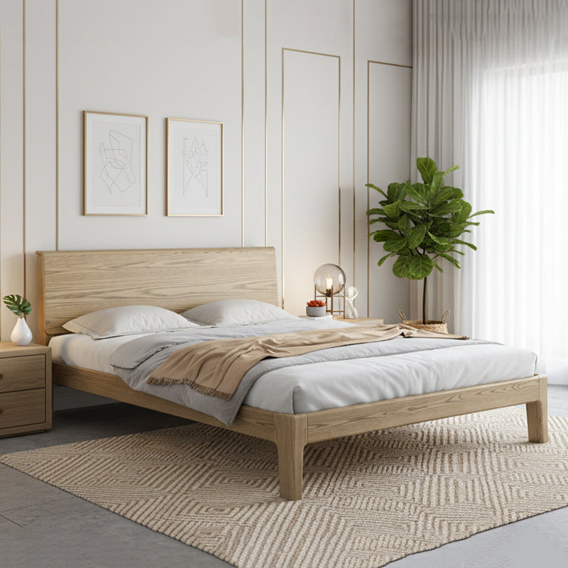 Traditional Rustic Style Bed Frame - Flush-Edge Design Sturdy Full Ash Wood Frame Bed For Bedroom