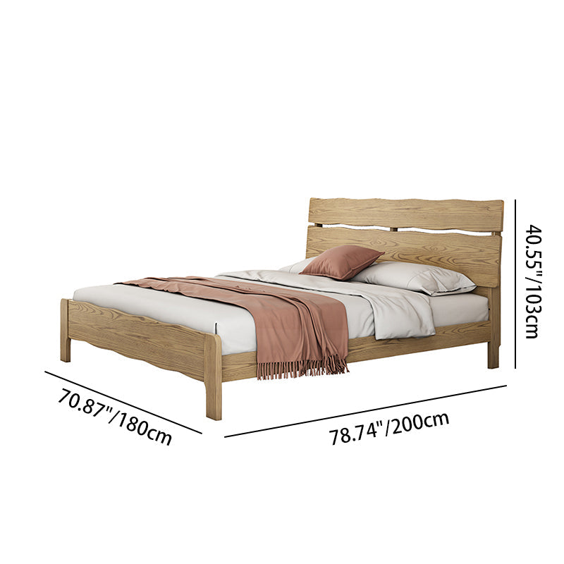 Contemporary Coastal Bed Frame - Multi-Height Adjustment &amp; Sturdy Ash Wood Bed For Bedroom