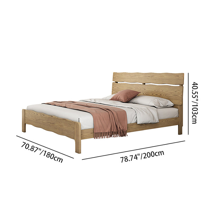 Contemporary Coastal Bed Frame - Multi-Height Adjustment &amp; Sturdy Ash Wood Bed For Bedroom