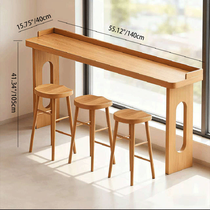 Modern Minimalist Solid Wood Rectangular Bar Table For Dining Room &amp; Cafe